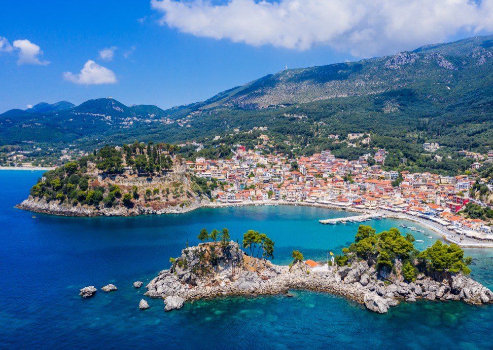 Parga waterfront, Venetian castle and bay